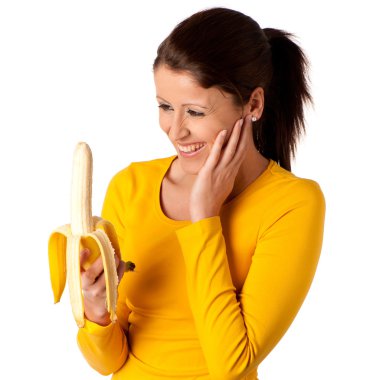 Attractive girl with banana clipart