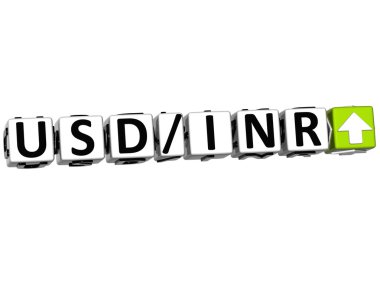 3D para birimi usd INR oranı kavramı sembol düğmesi