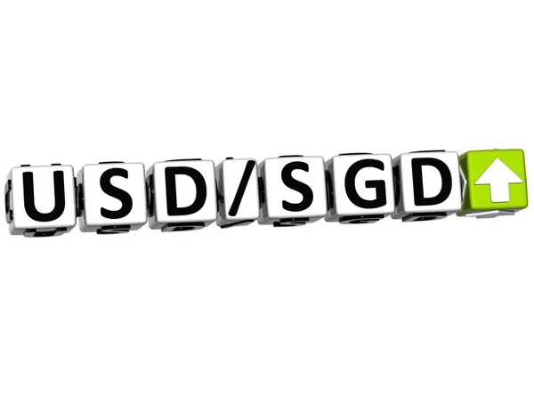 Valuta 3D Pulsante del simbolo del tasso SGD USD — Foto Stock