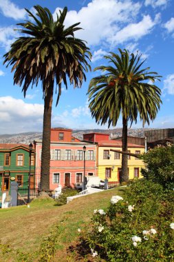 valparaiso, Şili liman manzaralı renkli evde. UNESCO Dünya Mirası.