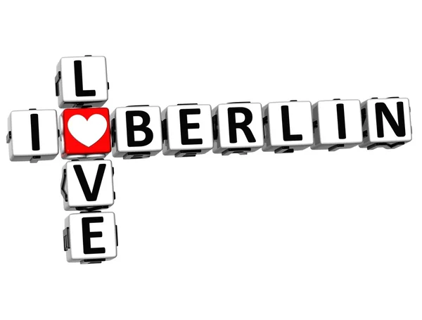 3D miluju Berlín křížovky bloku textu — Stock fotografie