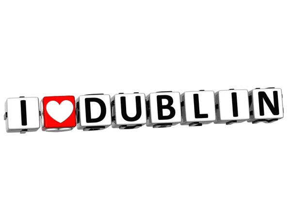 3D Amore Dublino pulsante cubo testo — Foto Stock