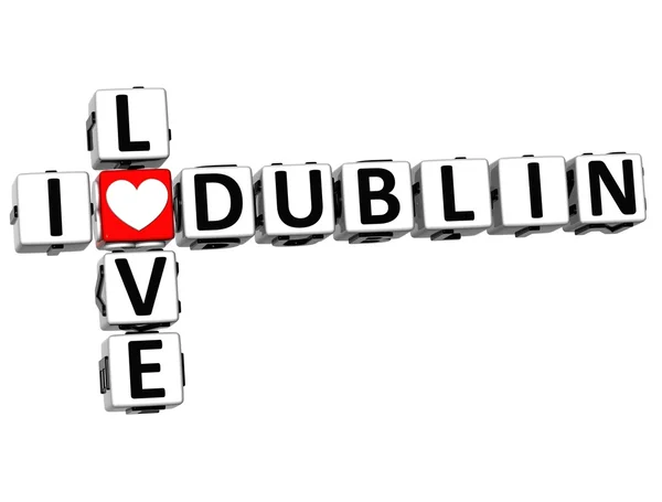 3D-s én szerelem Dublin keresztrejtvény Block szöveges — Stock Fotó