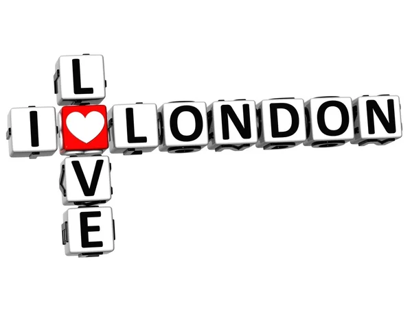 3D-s én szerelem London keresztrejtvény Block szöveges — Stock Fotó