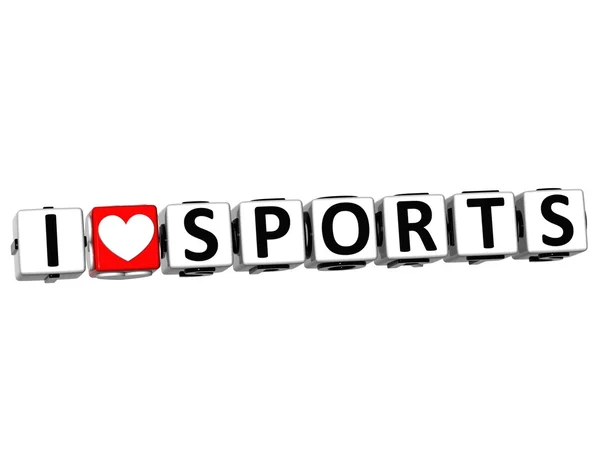 3D Love Sports Bouton cube texte — Photo