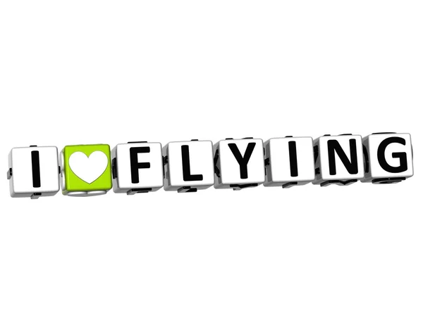 3D Love Flying Button cubo texto — Fotografia de Stock
