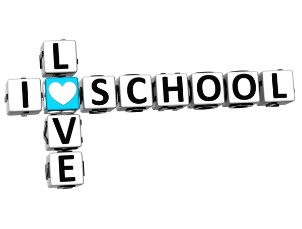 3D I Love School Crossword Block text — Stock Photo, Image