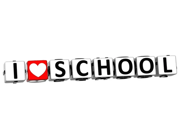 3D Love School Button cube text — Stock Photo, Image