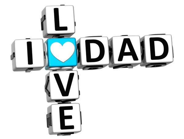 3D I Love Dad Crossword Block text — Stock Photo, Image