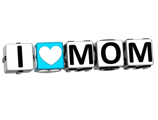 3D I Love Mom Crossword Block text — Stock Photo, Image