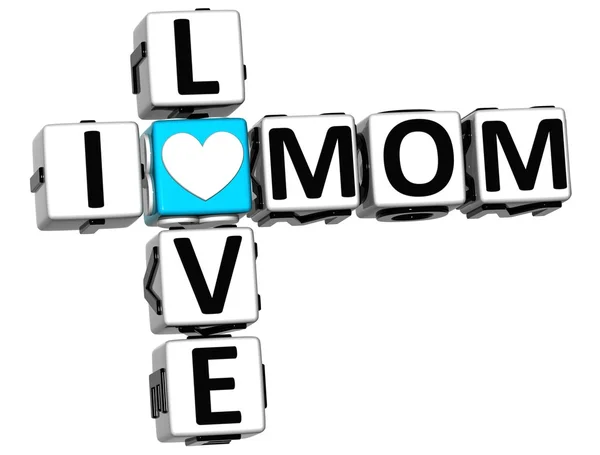 3D I Love Mom Crucigrama Bloquear texto — Foto de Stock