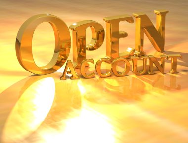 3D Open account Gold text clipart