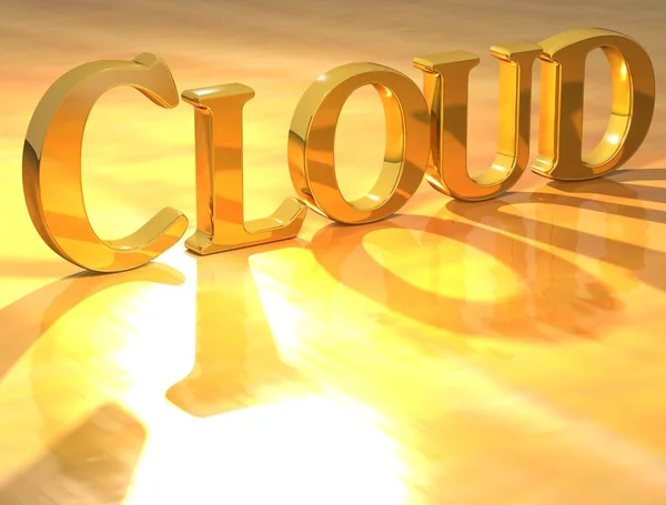 3D Wolke Gold Text — Stockfoto