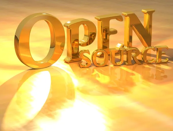 3D Open Source Gold text — стоковое фото