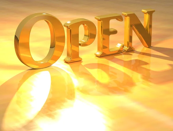 3D Open Gold text — Stock Photo, Image