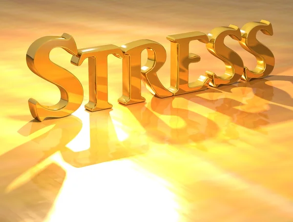 3D stress guld text — Stockfoto