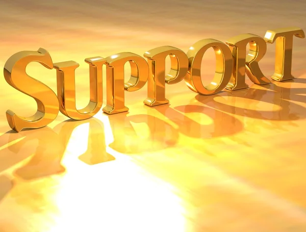 3d Unterstützung Gold Text — Stockfoto