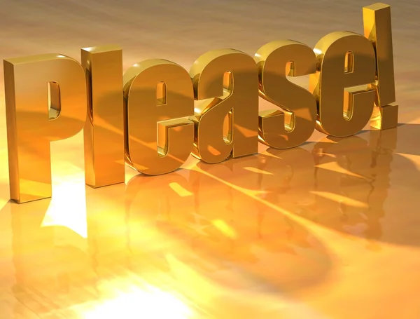 3D Please Gold text — Stock Photo, Image