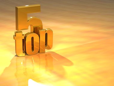 3D Top 5 Gold Text clipart