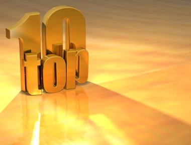 3D Top 10 Gold Text clipart