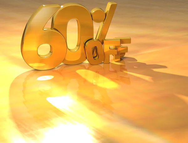 Texto de ouro 3D 60 por cento — Fotografia de Stock