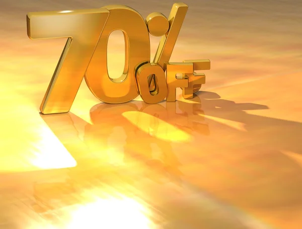 3D 70 por ciento de texto en oro — Foto de Stock