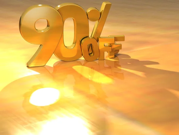3D 90 Percent Gold Text — Stock Photo, Image