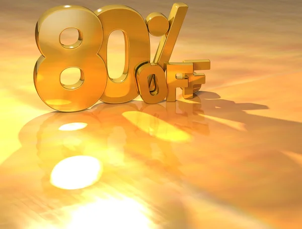 3D 80 Percent Gold Text — Stock Photo, Image