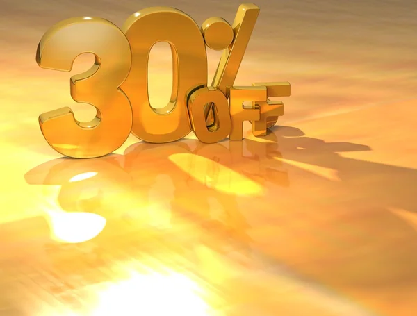 3D-30 procent gouden tekst — Stockfoto