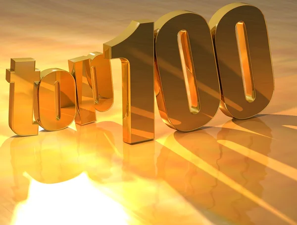 3d Top 100 Gold Text — Stockfoto