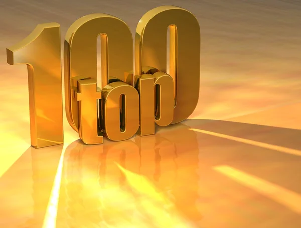 3D top 100 altın metin — Stok fotoğraf