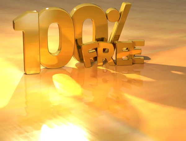 3D 100 Percent Free Gold Text — Stock Photo, Image