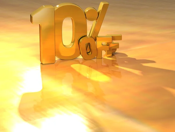 Texto em ouro 3D 10 por cento — Fotografia de Stock