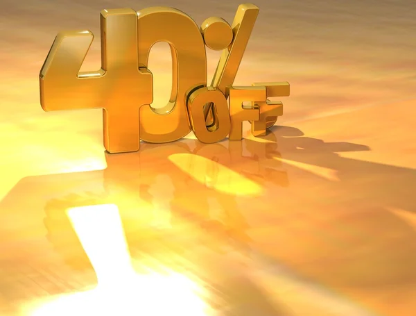 3D-s 40 százalék arany szöveg — Stock Fotó