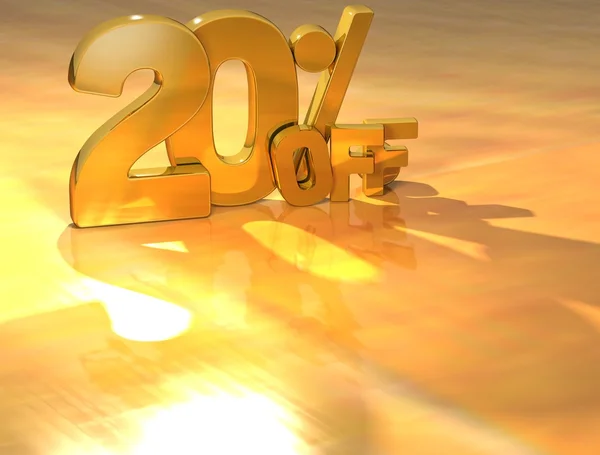 3D 20 Percent Gold Text — Stock Photo, Image