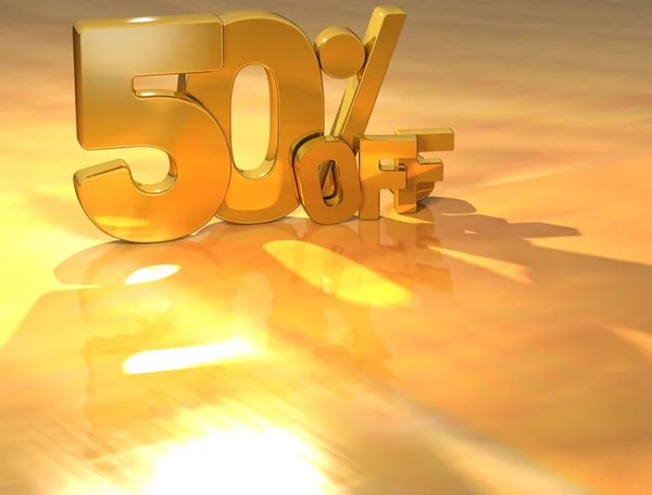 3D 50 por ciento de texto en oro — Foto de Stock