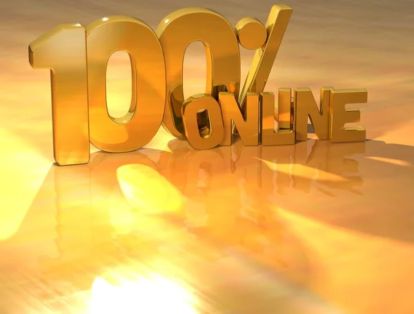 3D 100 procent online guld text — 图库照片