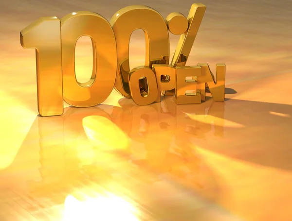 3D 100 procent öppna guld text — Stockfoto