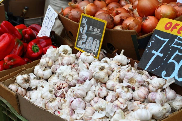 stock image Fresh fruits and vegetables at the local market