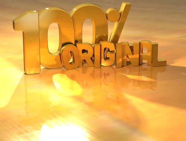 3D 100 Percent Original Gold Text — Stock Photo, Image