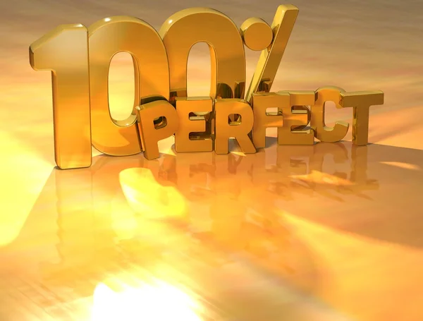 3D 100 procent perfekt guld text — Stockfoto