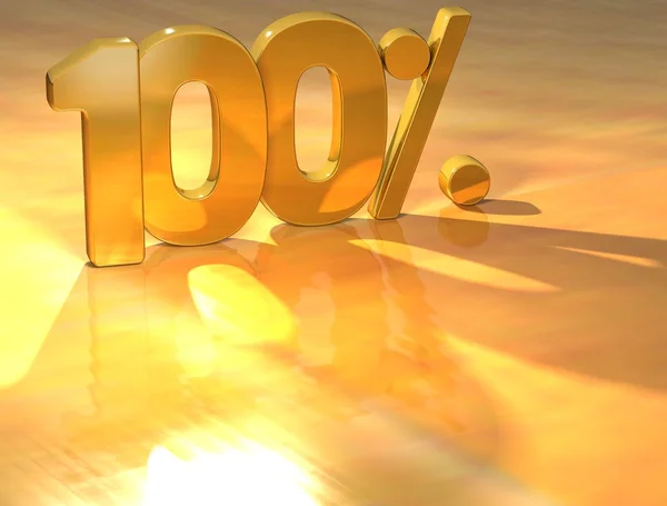 3D 100 procent gouden tekst — Stockfoto