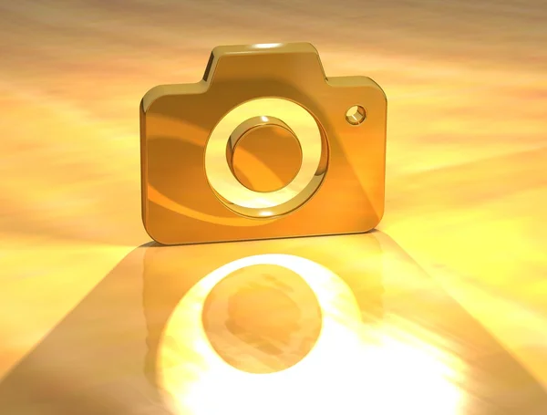 Foto 3D câmera sinal de ouro — Fotografia de Stock