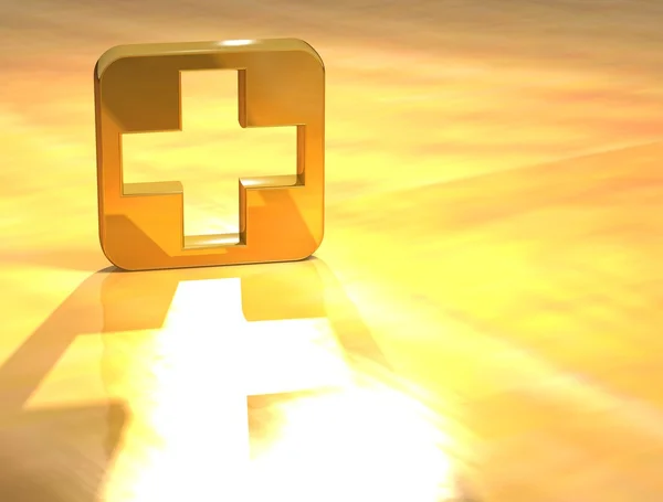 Signo de oro de primeros auxilios 3D —  Fotos de Stock