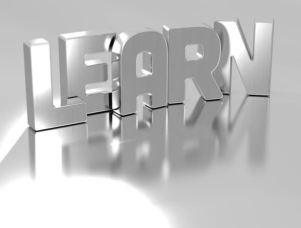3D Learn Silver Text — Stock Photo, Image