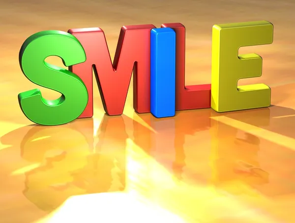 Word Smile on yellow background — Stock Photo, Image