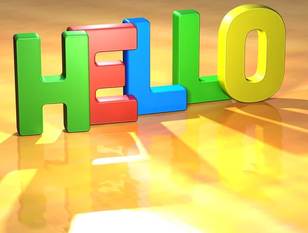 Sarı zemin üzerinde kelime Merhaba — Stok fotoğraf