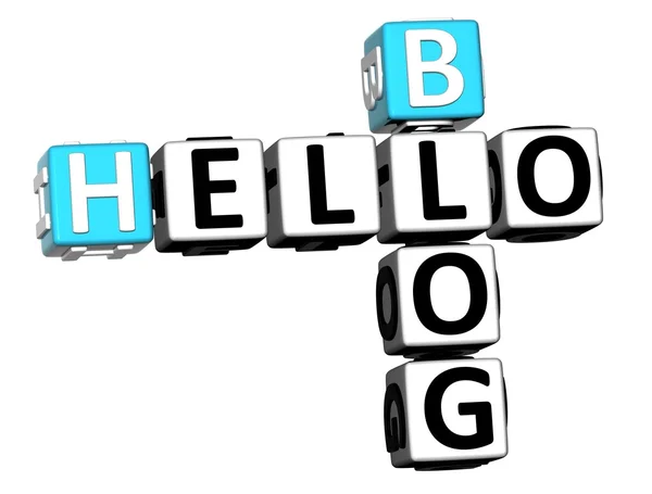 3D Hello Blog Crossword — Stock Photo, Image