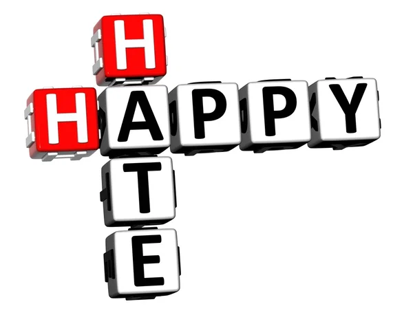 Palavras cruzadas de ódio feliz 3D — Fotografia de Stock