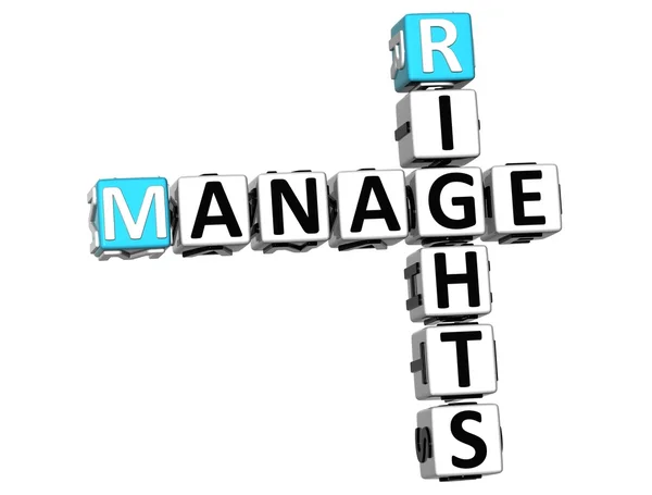 3D Manage Rights Crossword — Stock Photo, Image